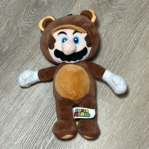 Super Mario Tanooki Suit‎ Plush 8” – 2021 Nintendo Brown Raccoon Mario Toy - Picture 1 of 9